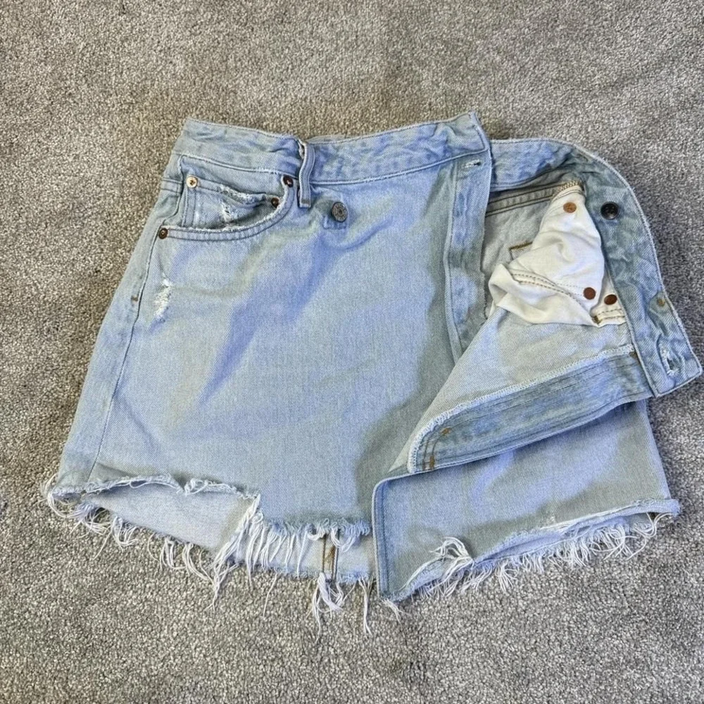 Agolde Original Criss Cross Mini Denim Skirt Size 24